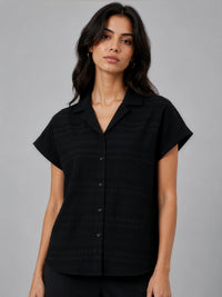 Textured Camp Shirt - Black