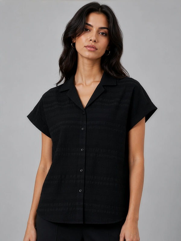 Textured Camp Shirt - Black