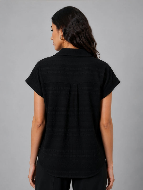 Textured Camp Shirt - Black