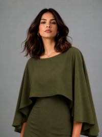Cape Dress in CrepeSway™ - Olive