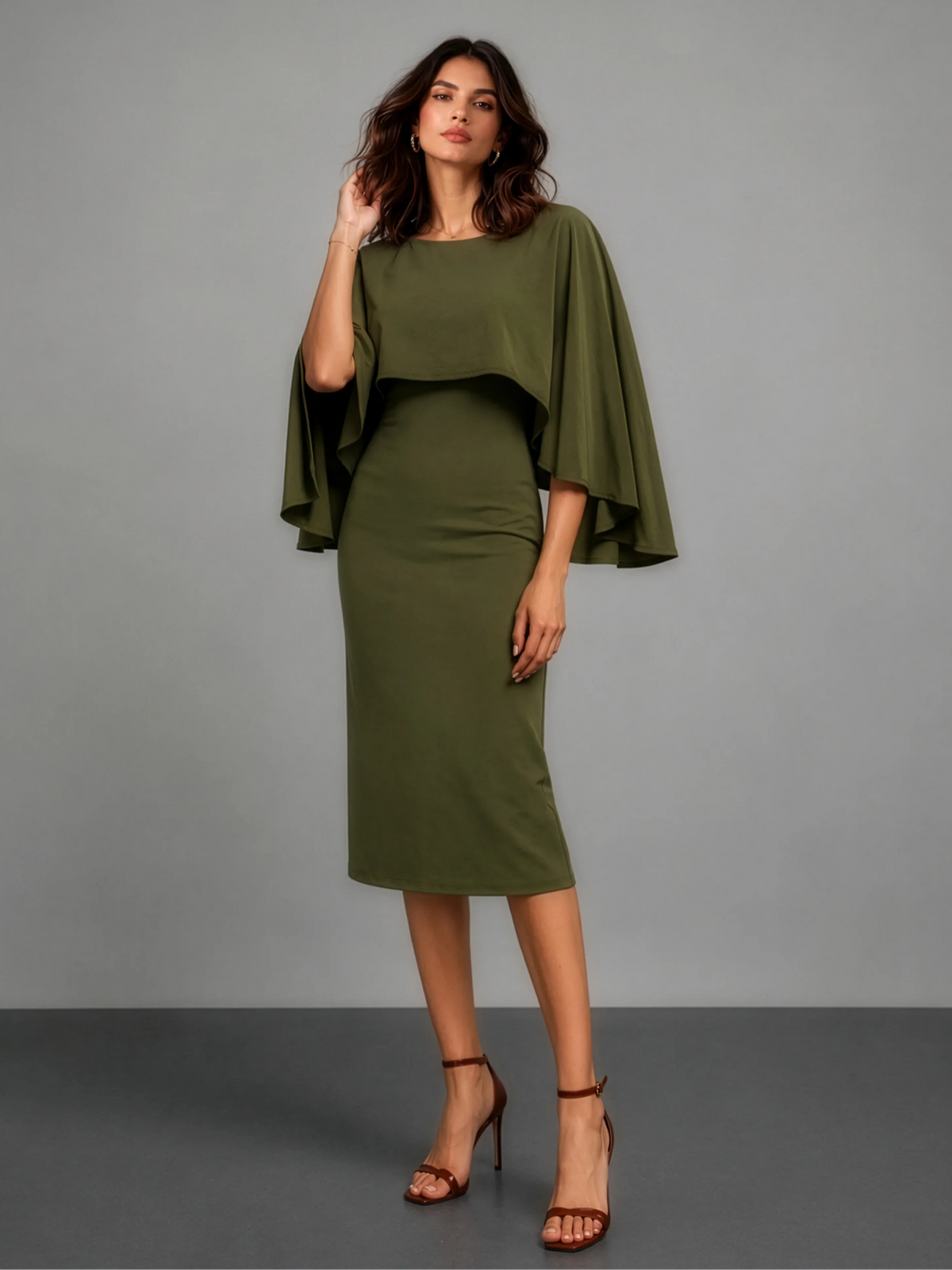 Cape CrepeSway™ Dress - Olive
