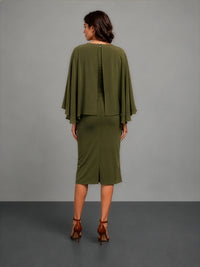 Cape Dress in CrepeSway™ - Olive