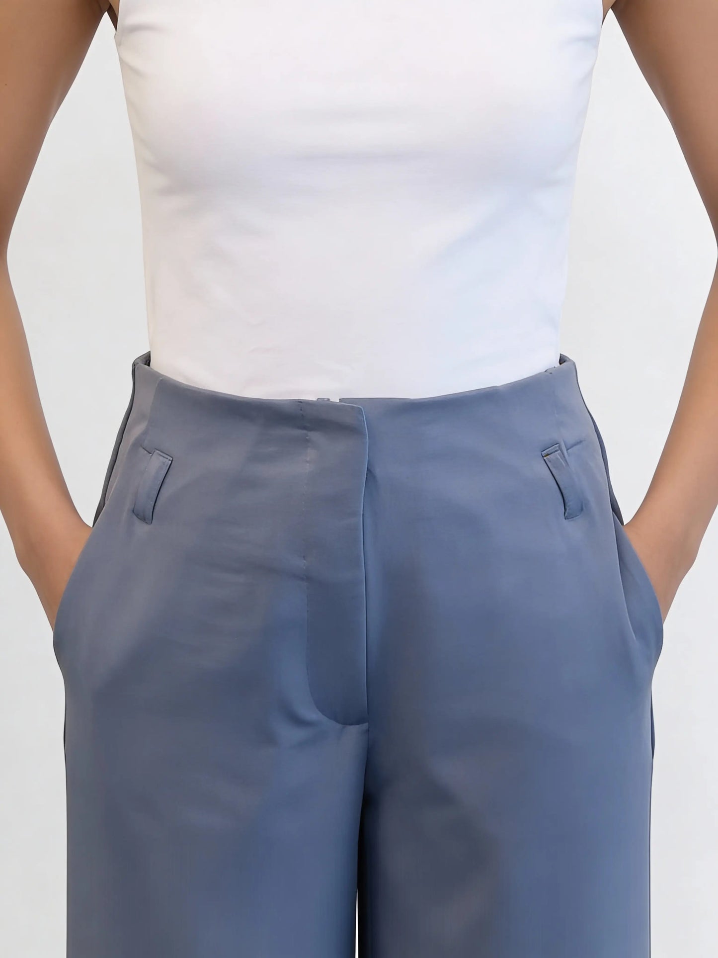Hem Fold Pant in SoftSuit Fabric - Powder Blue