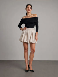 Off-Shoulder Knit Top - Black