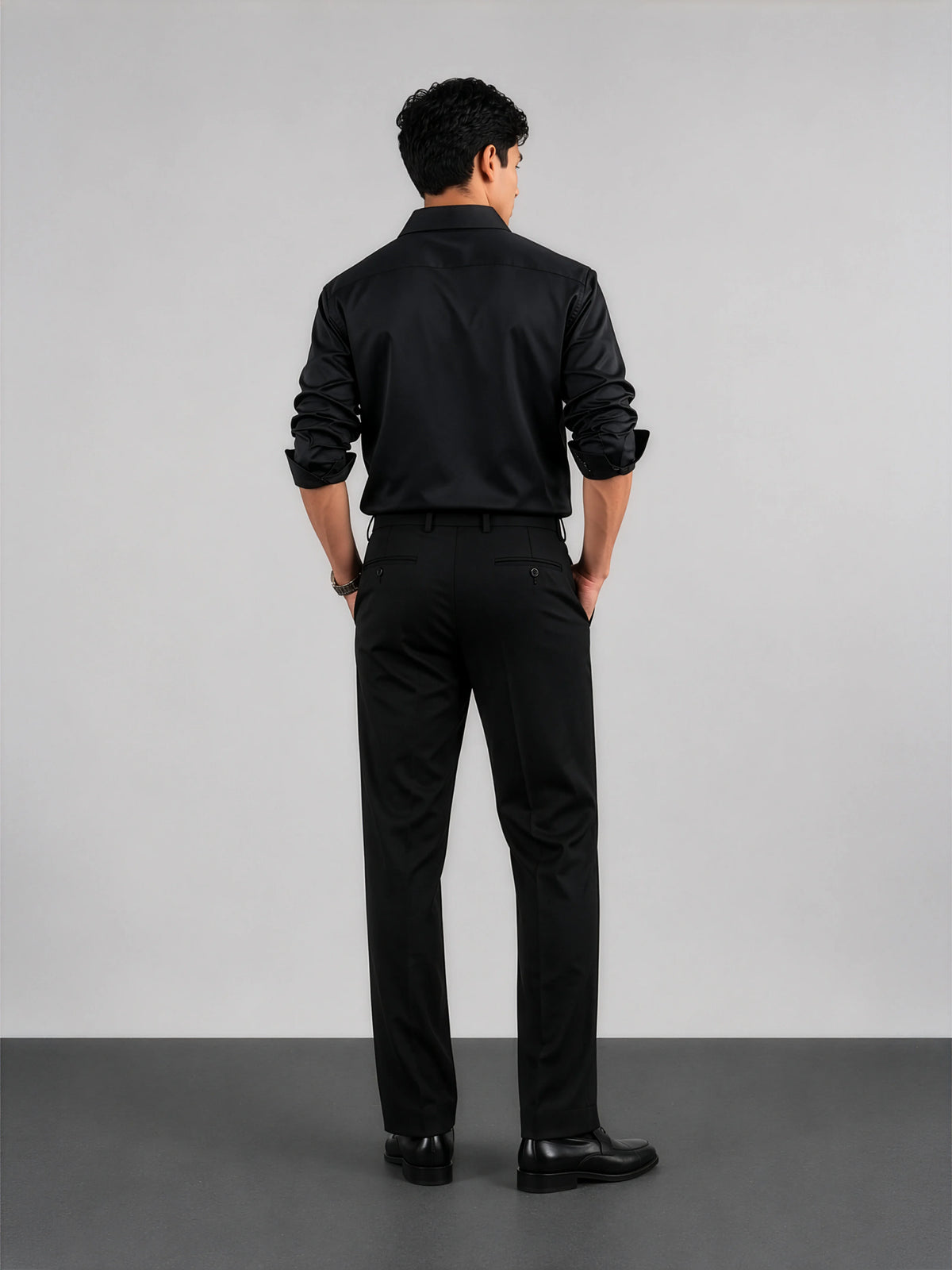 Black Satin - Regular Fit Cotton Shirt