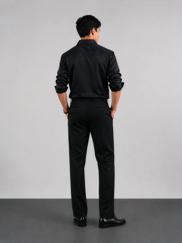 Black Satin - Regular Fit Cotton Shirt