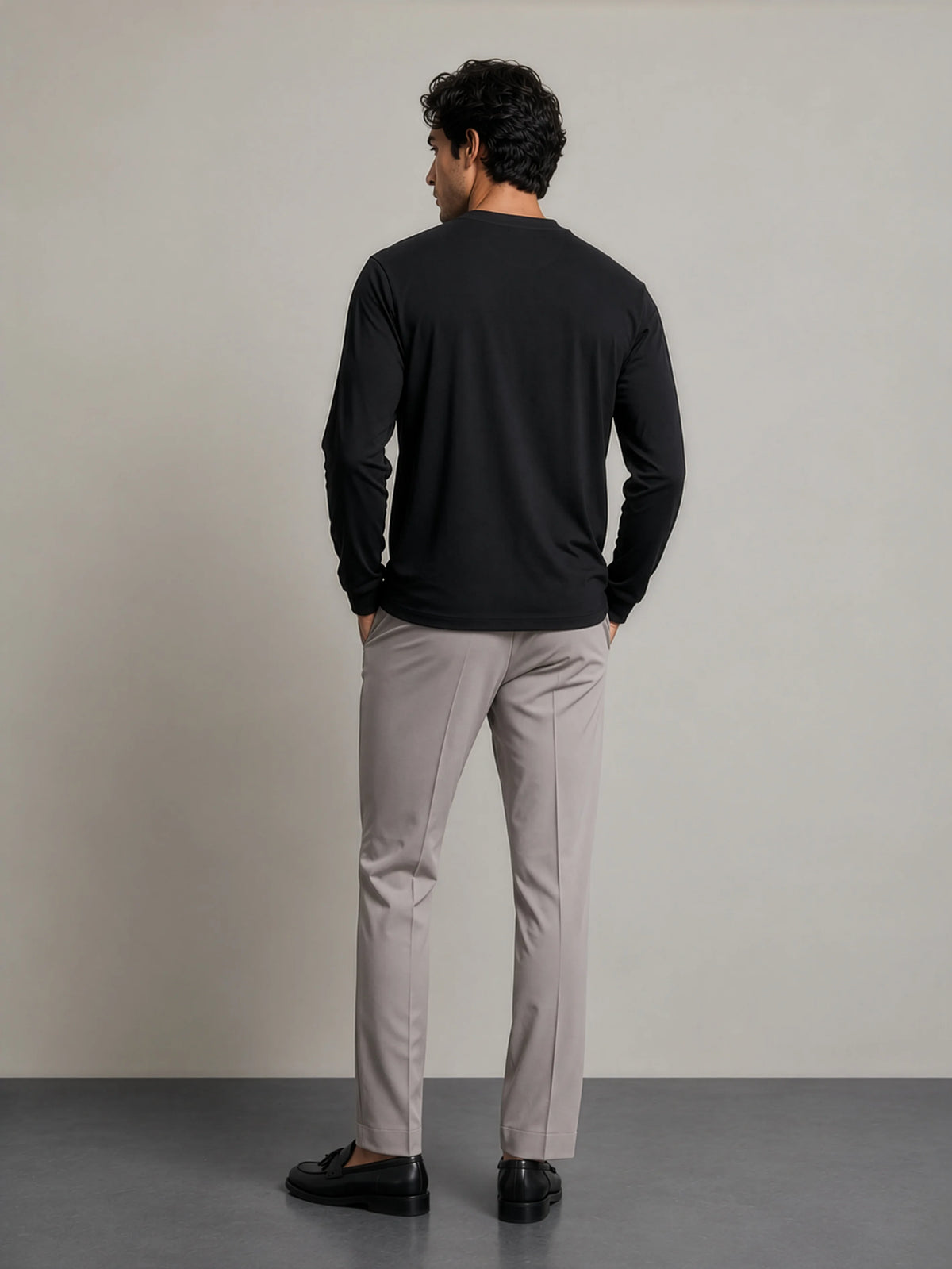 Bamboo Cotton Henley - Black