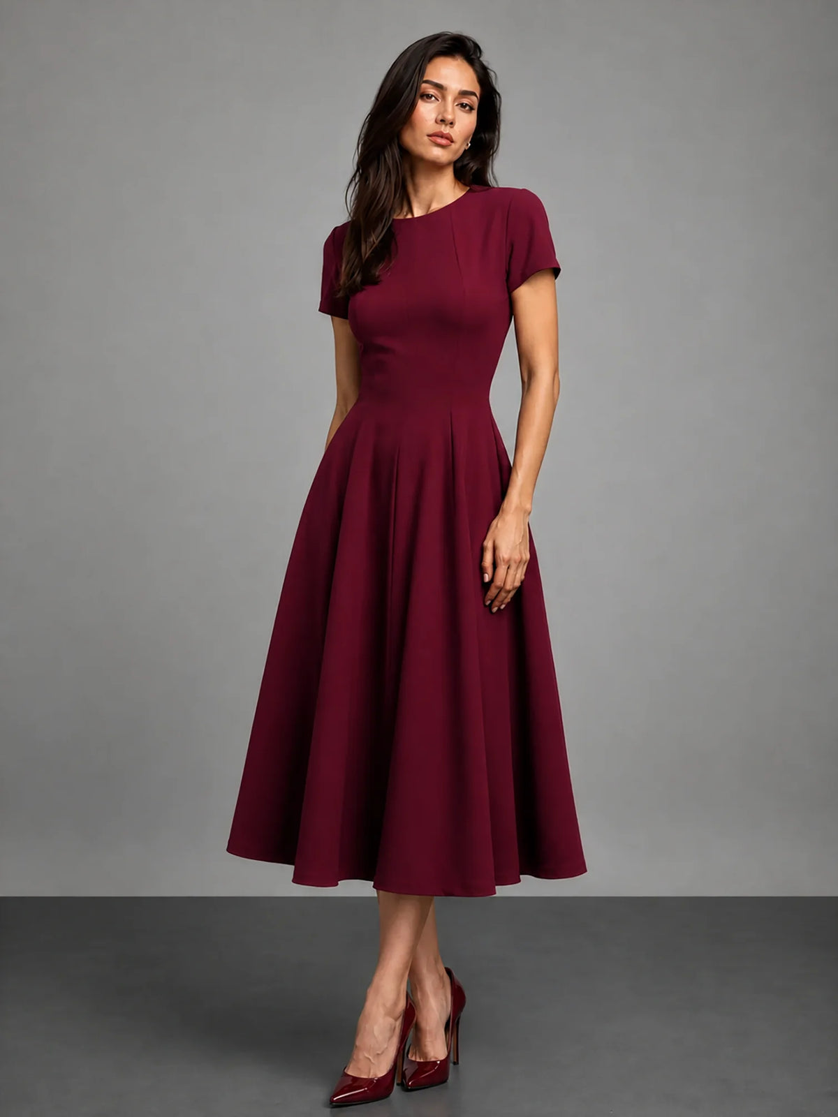 Essential SoftSuit™ Midi Dress - Burgundy