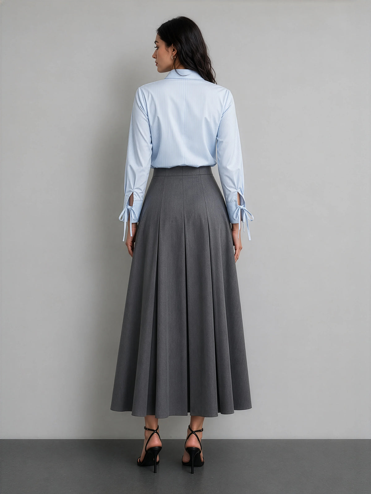 Cotton Drawstring Shirt - Blue Stripe