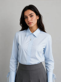 Cotton Drawstring Shirt - Blue Stripe