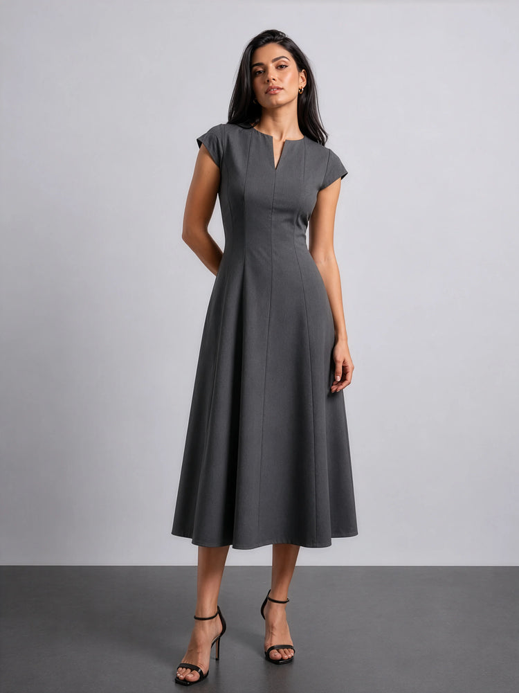 Classic midi dress in softSuit™in slate grey