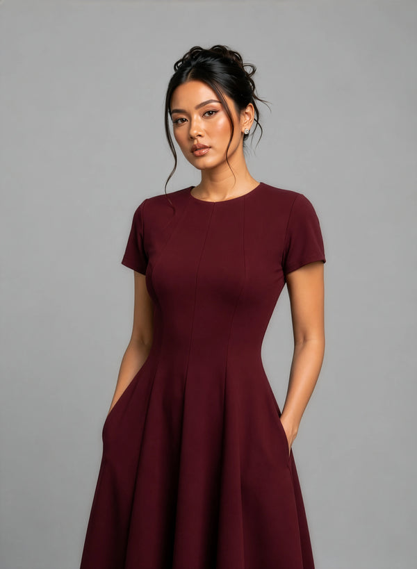Essential Midi Dress - Burgundy
