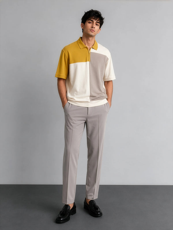 Colourblock Cotton Polo - Dijon