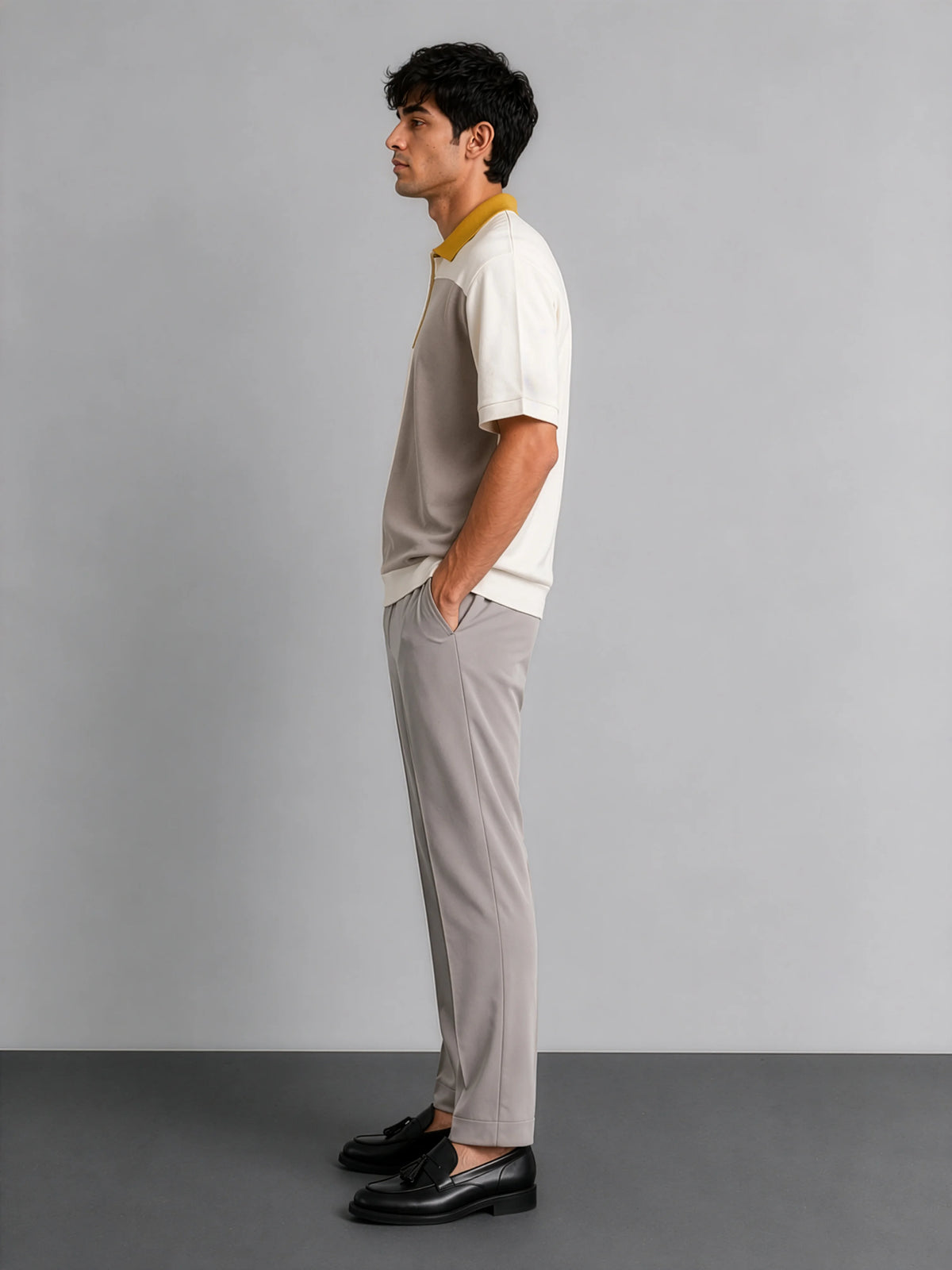Colourblock Cotton Polo - Dijon
