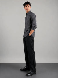Grey Pinstripe Cotton Oxford Shirt - Slim Fit