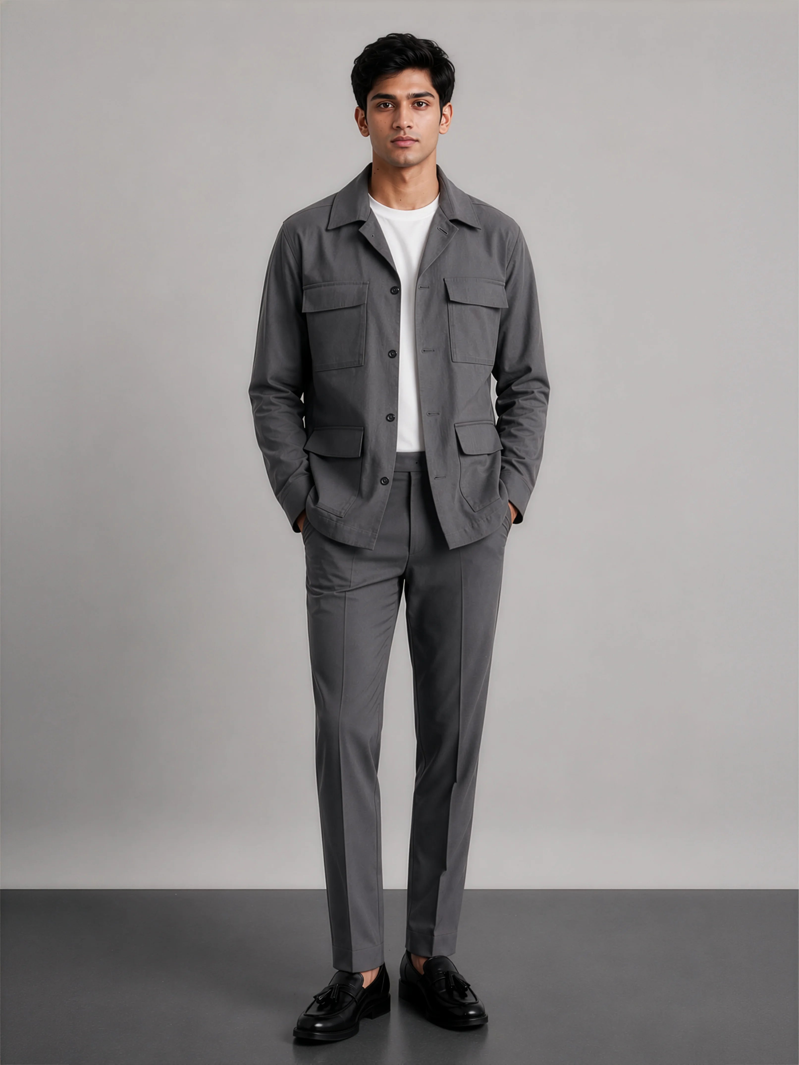 Hamptons Linen Shacket - Slate Grey
