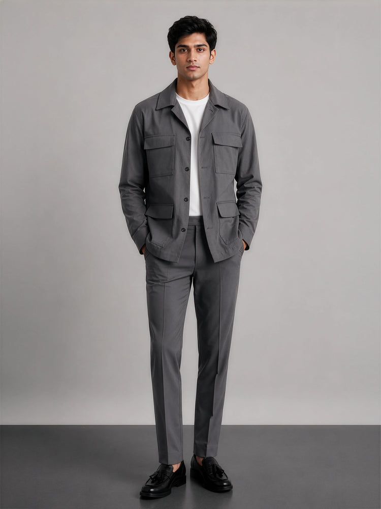 Hamptons Linen Shacket for Men in Slate Grey