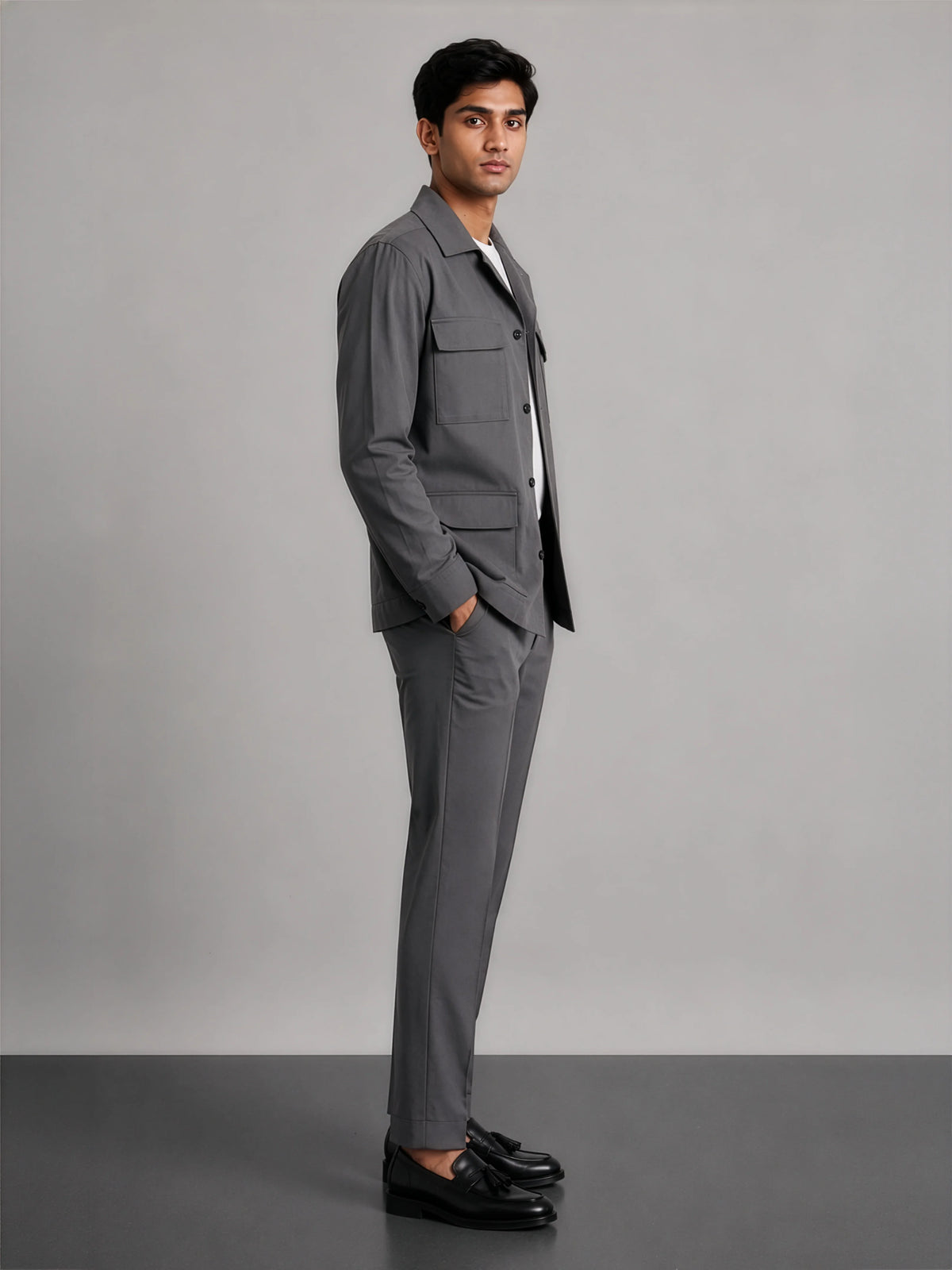 Hamptons Linen Shacket - Slate Grey