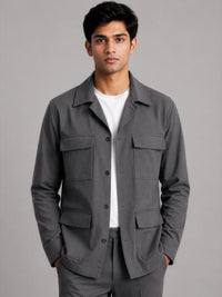 Hamptons Linen Shacket - Slate Grey