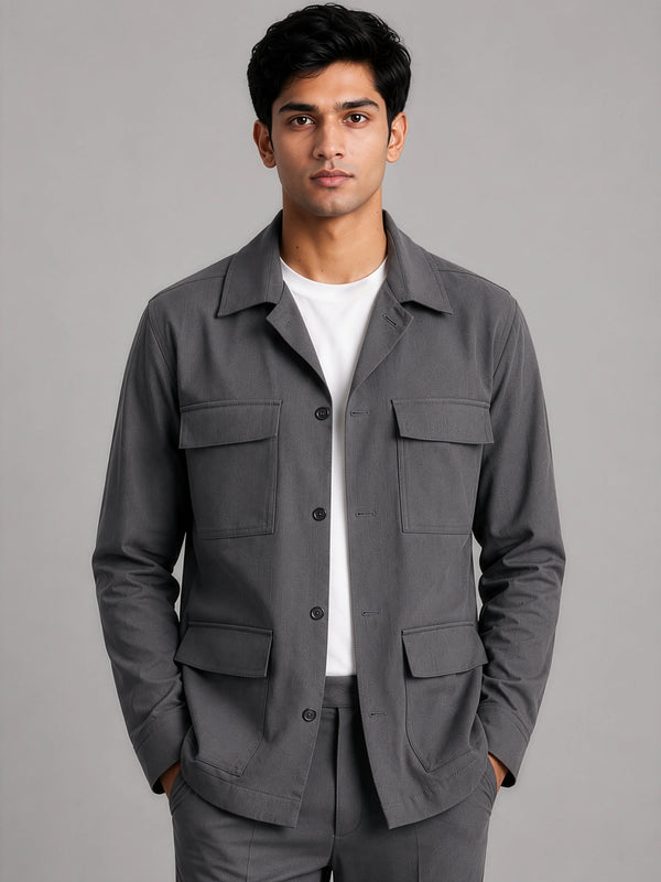Hamptons Linen Shacket - Slate Grey
