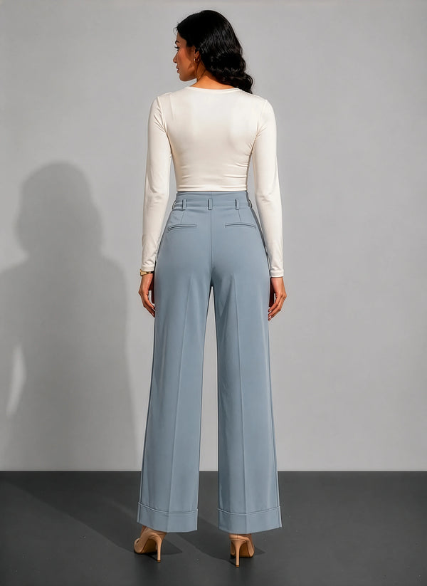Hem Fold Pant in SoftSuit™  Fabric - Powder Blue