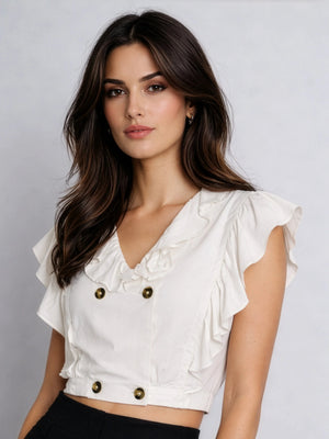 Valya Linen Top - White