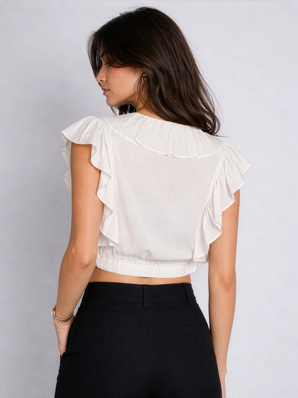 Valya Linen Top - White