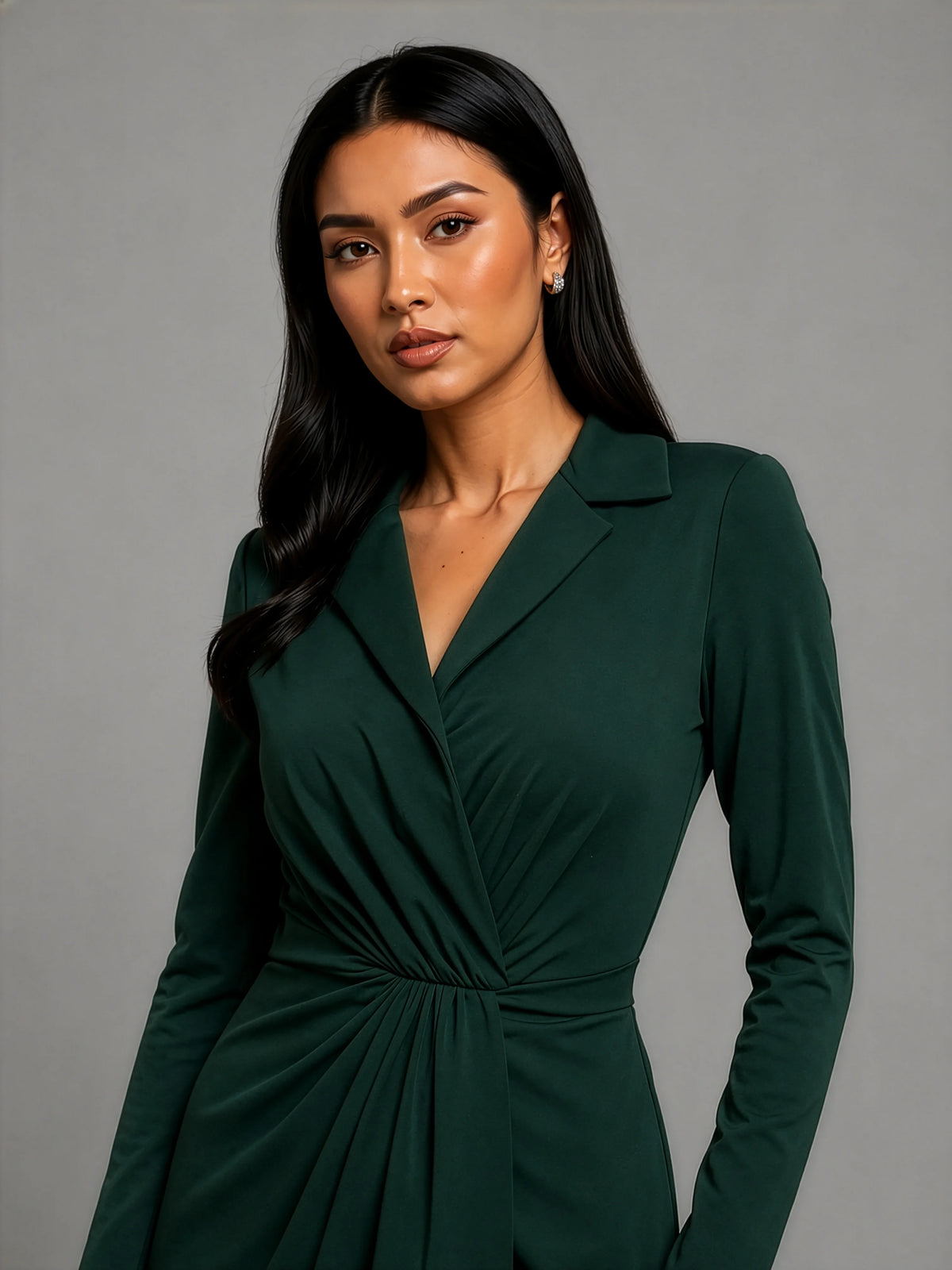 close-up view of matcha green midi dress