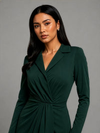 close-up view of matcha green midi dress
