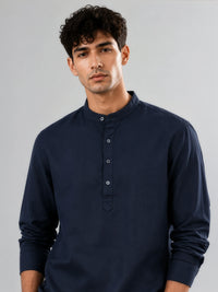 Kensington - Navy Linen Relaxed Fit Shirt