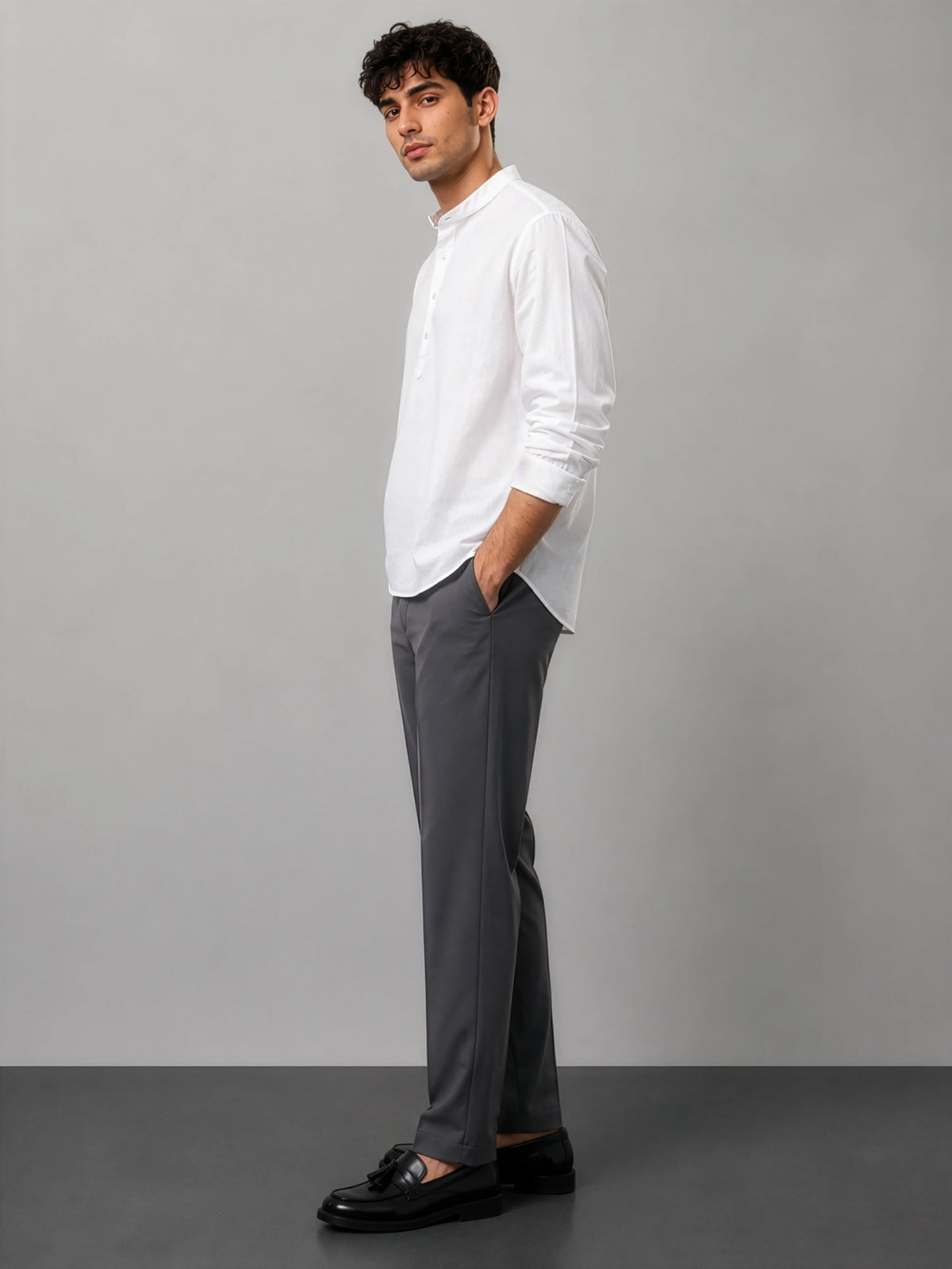 Kensington  - White Linen Relaxed Fit Shirt