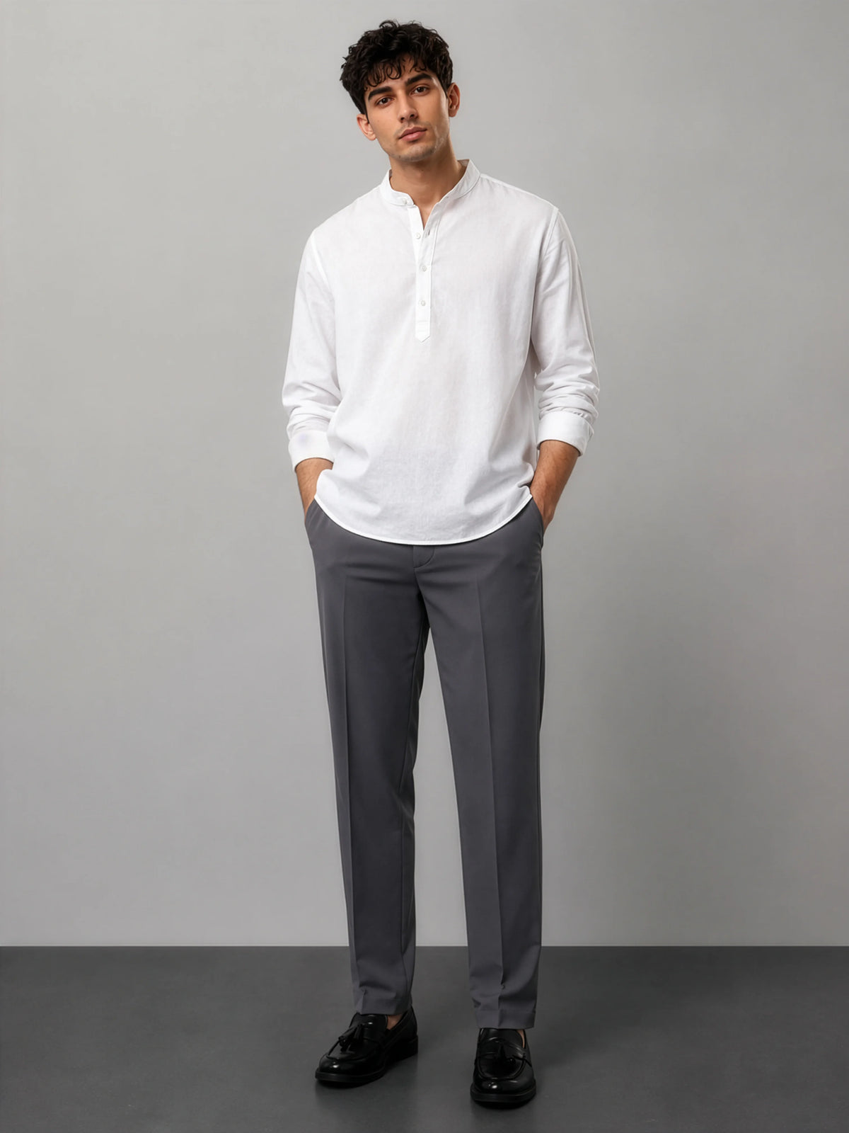 Kensington  - White Linen Relaxed Fit Shirt