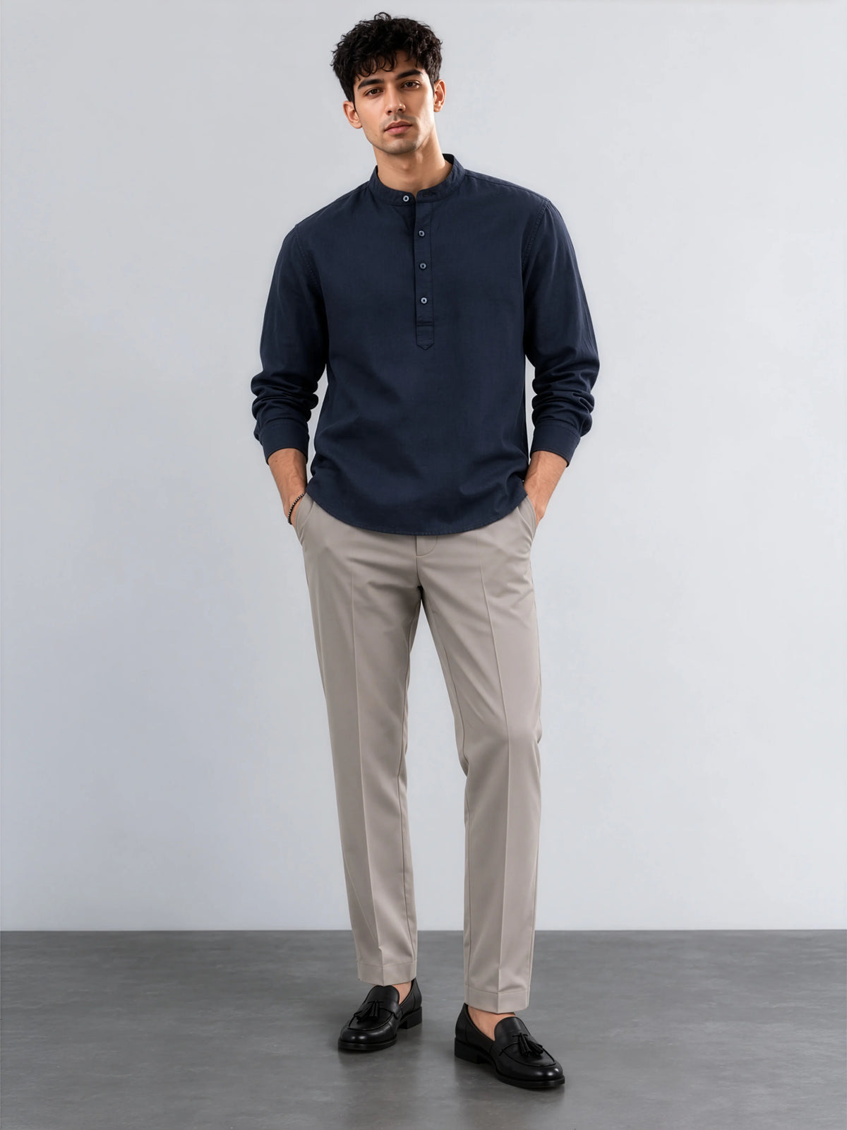 Kensington - Navy Linen Relaxed Fit Shirt