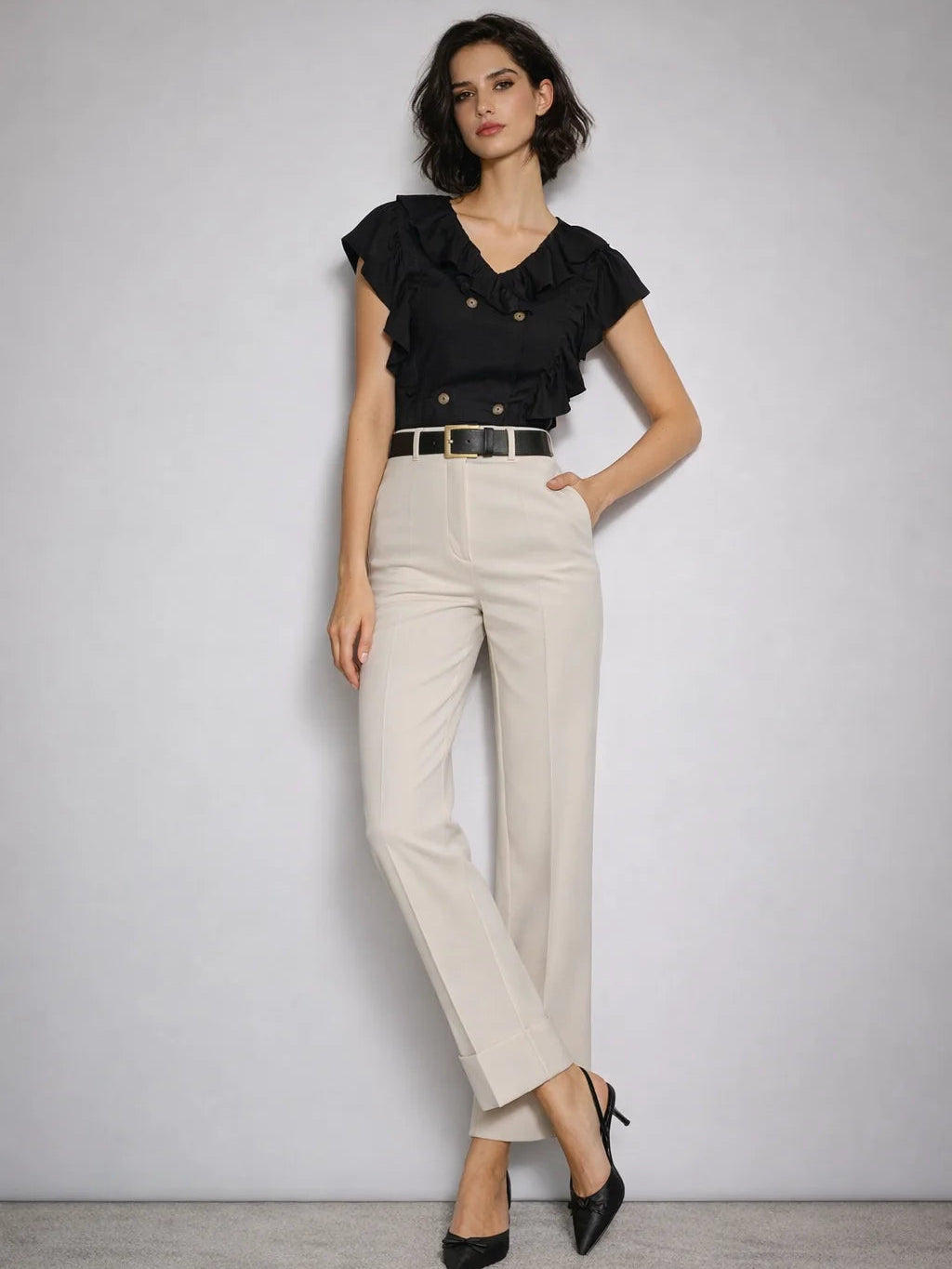 Valya Linen Top - Black