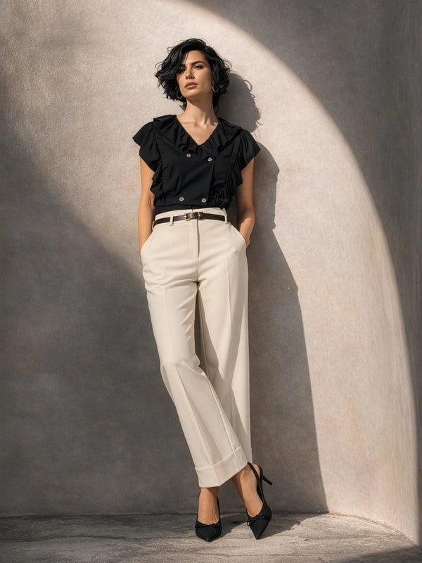 Valya Linen Top - Black