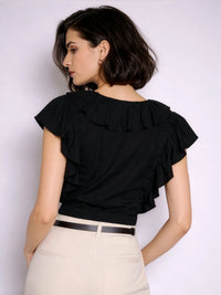 Valya Linen Top - Black
