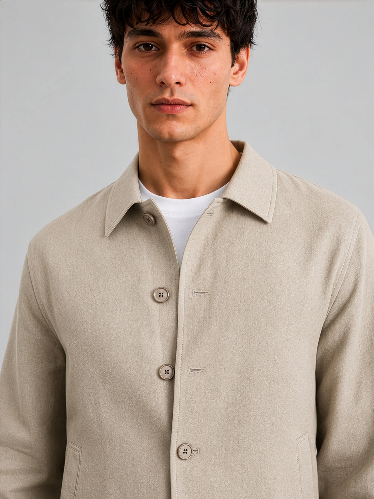 Bomber Jacket for Men in Beige - Close up view