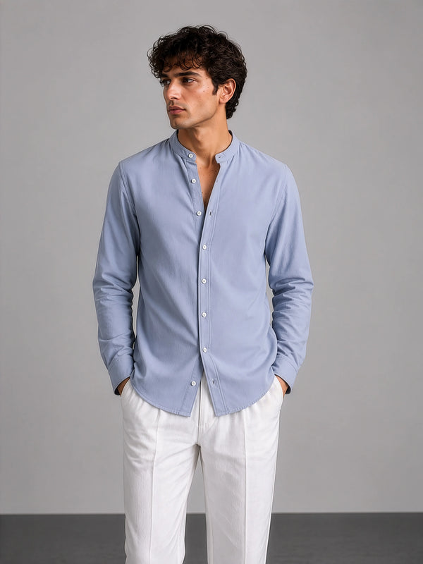 Mandarin AirLinen™ - Pastel Blue Regular Fit Shirt