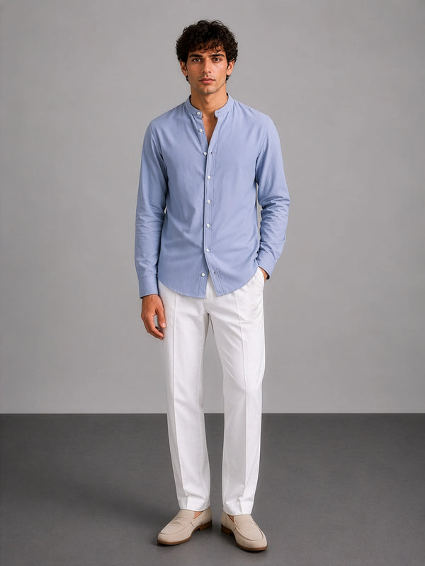 Mandarin AirLinen™ - Pastel Blue Regular Fit Shirt