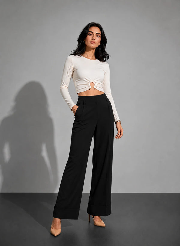 Hem Fold Pant in SoftSuit™ Fabric - Black