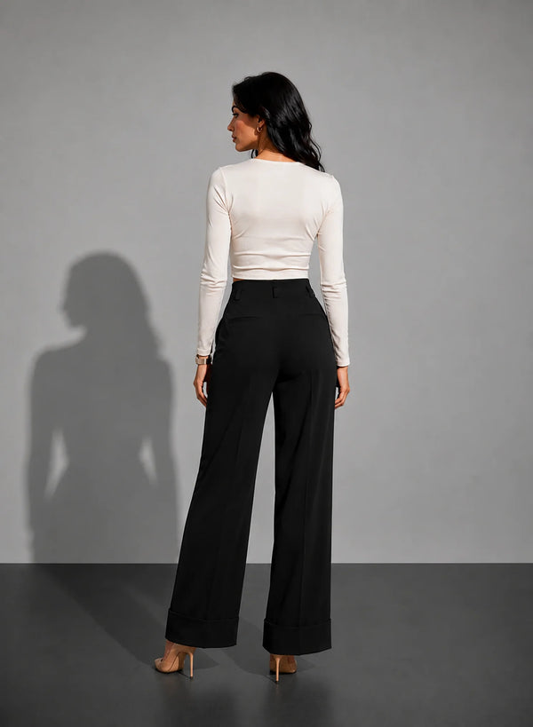 Hem Fold Pant in SoftSuit™ Fabric - Black