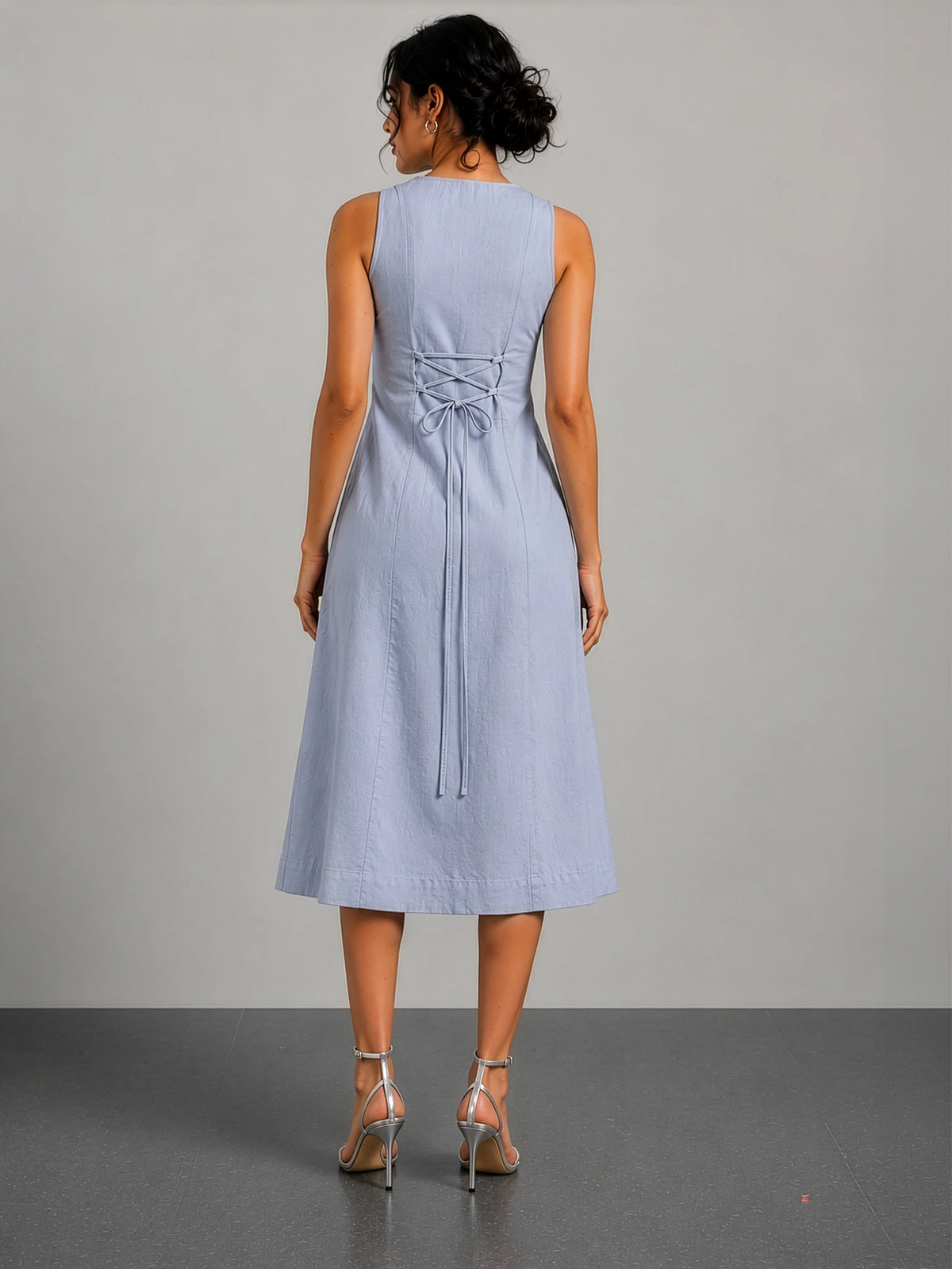 Nina AirLinen™ A-Line Midi Dress - Pastel Blue