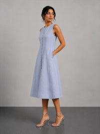 Nina AirLinen™ A-Line Midi Dress - Pastel Blue