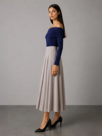 Off-Shoulder Knit Top - Navy