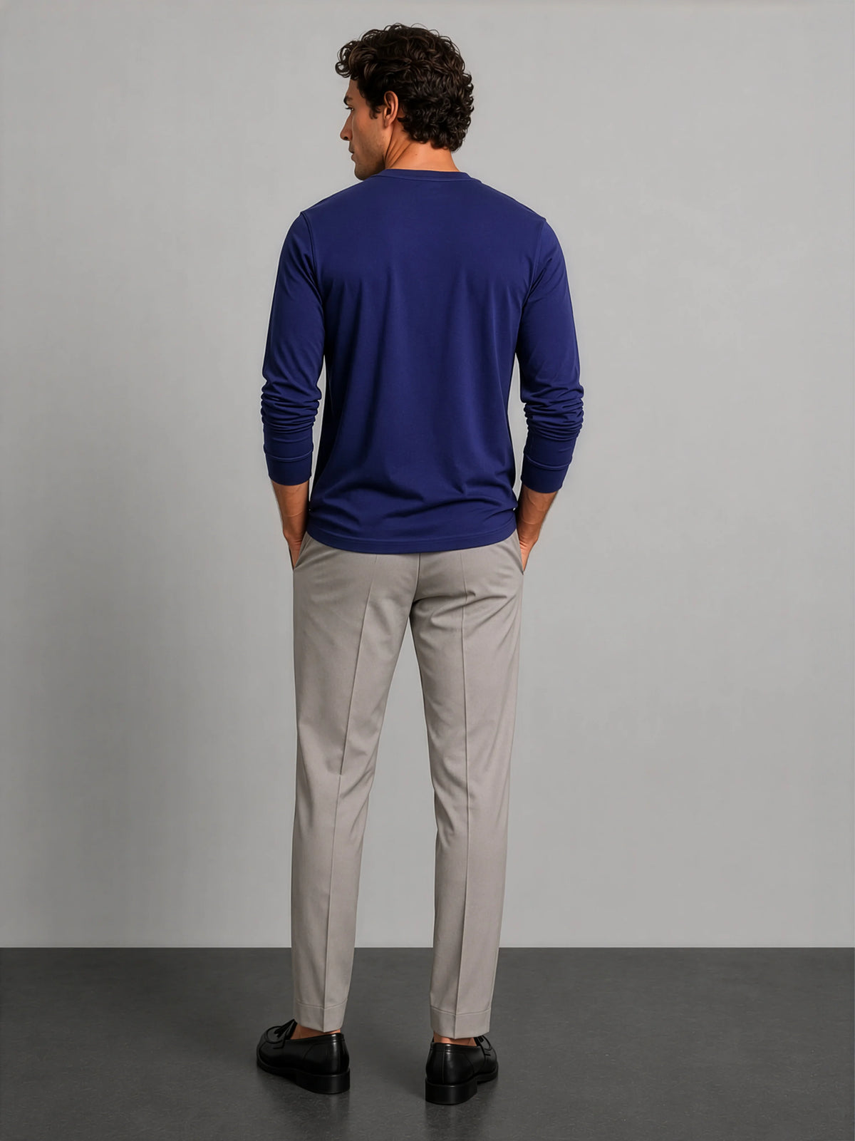 Bamboo Cotton Henley - Navy