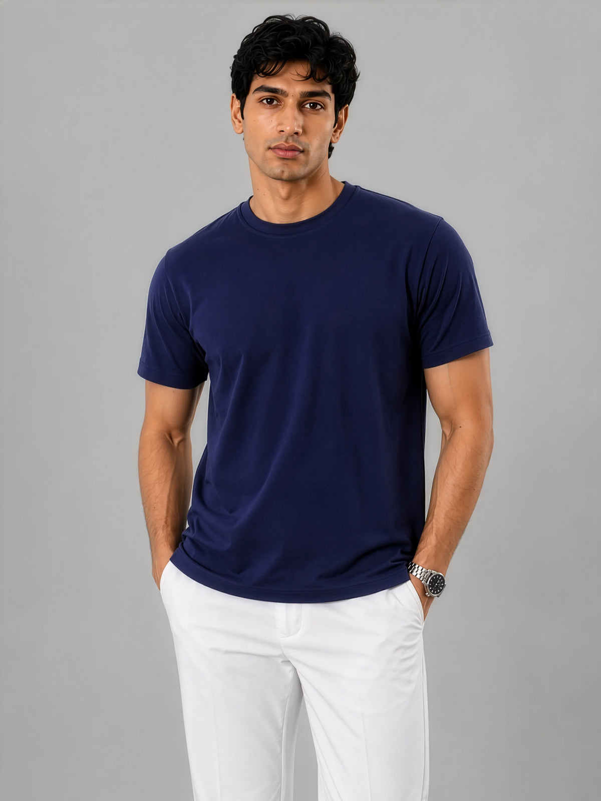 Bamboo SoftDrape™ Cotton Tee - Navy