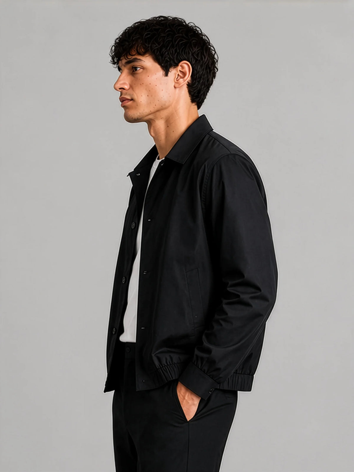 AirLinen™ Bomber Jacket in black for Men - Side View