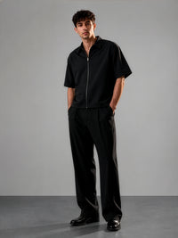 Oliver Zip Shirt in SoftSuit™ Fabric - Black