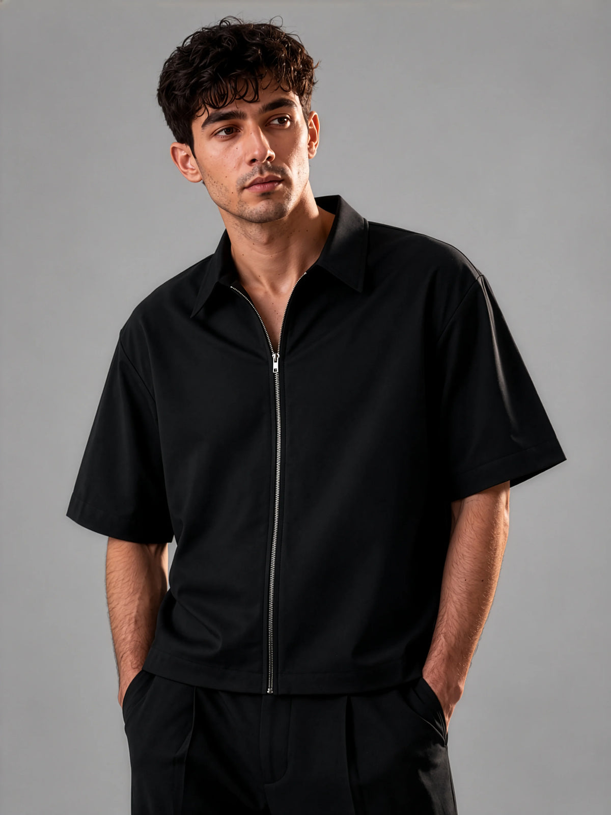 Oliver Shacket in SoftSuit™ Fabric - Black
