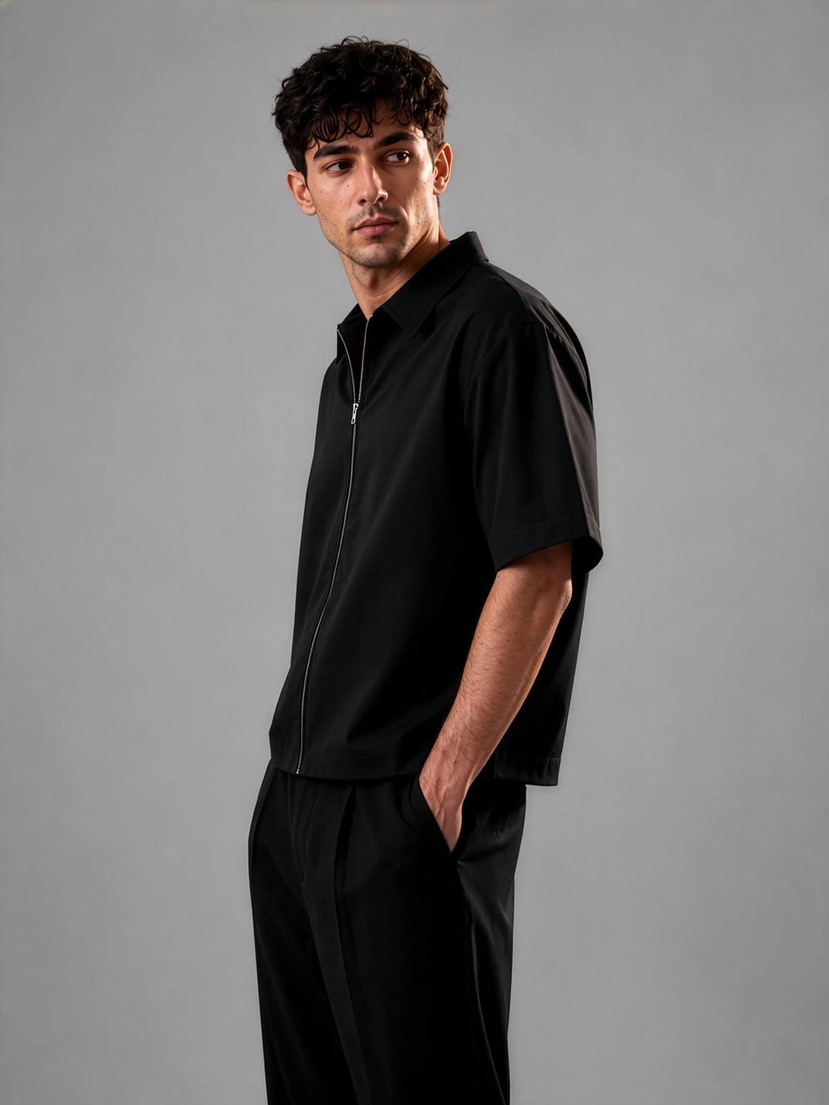 Oliver Shacket in SoftSuit™ Fabric - Black